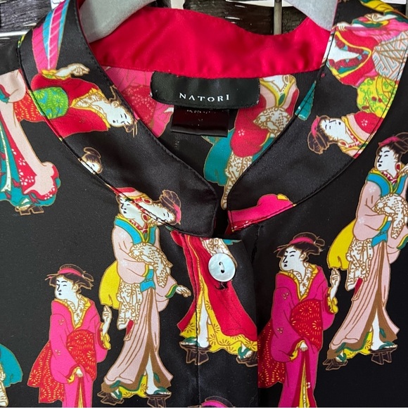 Natori Geisha Inspired Satin Pajamas in Black Red size M - Picture 2 of 12